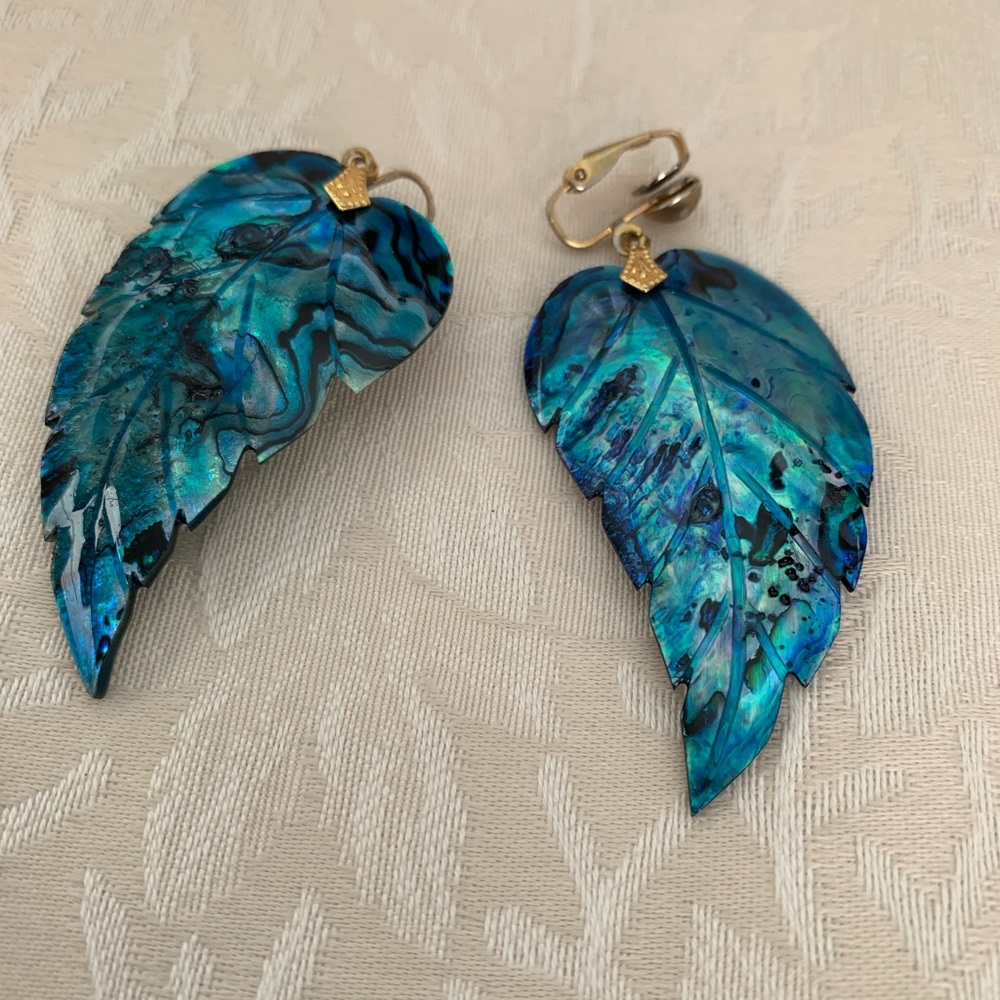 Artistic Blue Leaf Earrings
